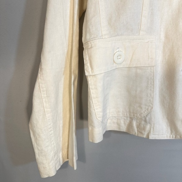 Nikki Valenti Womens Blazer Jacket Size L Linen Cotton Blend Pockets Buttons - Picture 7 of 12
